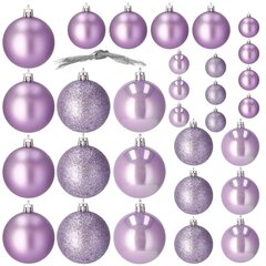 Ziemassvētku rotājumi, violeti, 30 gab. cena un informācija | Eglīšu rotājumi | 220.lv