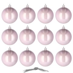 Ziemassvētku eglīšu rotājumi, rozā, 12 gab. cena un informācija | Eglīšu rotājumi | 220.lv