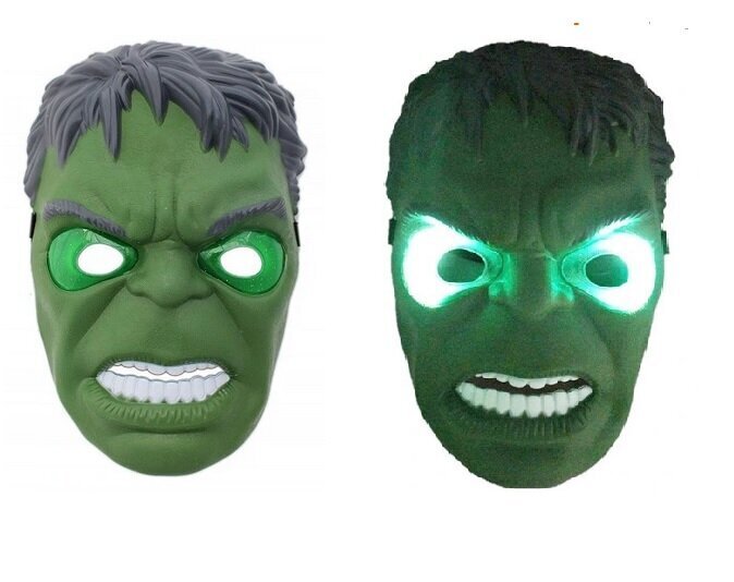 Izgaismota Hulk Avengers LED maska, zaļa cena un informācija | Karnevāla kostīmi, maskas un parūkas | 220.lv