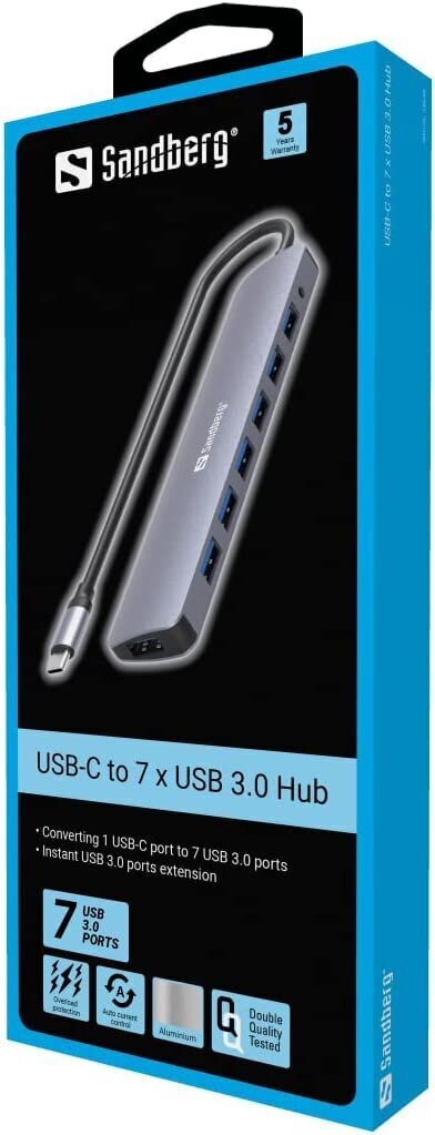 Adapteri Sandberg USB-C, 7 x USB 3.0 цена и информация | Adapteri un USB centrmezgli | 220.lv