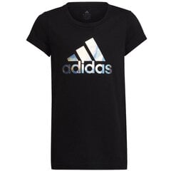 Футболка для девочек Adidas Dance Metallic Print Tee Jr HD4407, черная цена и информация | Рубашки для девочек | 220.lv