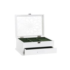 Шкатулка DKD Home Decor 25,5 x 19,5 x 11 cm Стеклянный Белый Зеленый Деревянный MDF цена и информация | Детали интерьера | 220.lv