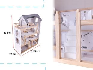 Koka leļļu namiņš ar mēbelēm, 80 cm цена и информация | Игрушки для девочек | 220.lv