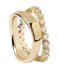 PDPAOLA Burvīgs apzeltīts gredzens ar skaidriem cirkoniem MOTION zelta gredzens AN01-463 cena un informācija | Gredzeni | 220.lv