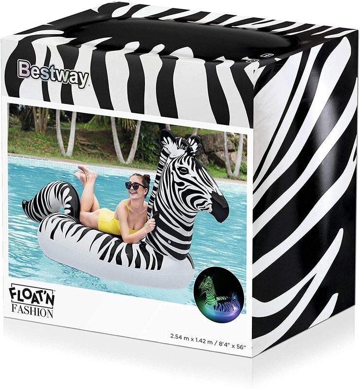 Piepūšamais matracis Zebra LED 254 x 142 cm Bestway 41406 cena un informācija | Piepūšamās rotaļlietas un pludmales preces | 220.lv