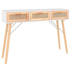 vidaXL konsoles galds, balts, 105x30x75 cm, priedes koks, rotangpalma cena un informācija | Konsoles galdiņi | 220.lv