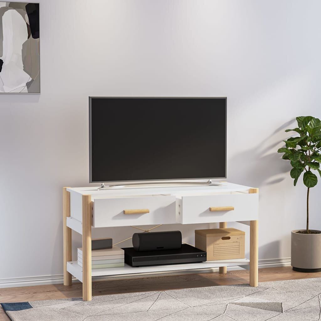 vidaXL TV skapītis, balts, 82x38x45 cm, inženierijas koks цена и информация | TV galdiņi | 220.lv