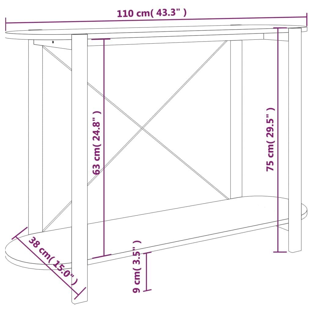 vidaXL konsoles galds, balts, 110x38x75 cm, inženierijas koks cena un informācija | Konsoles galdiņi | 220.lv