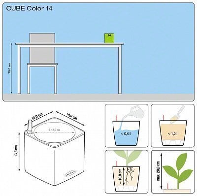 Puķu pods Lechuza Cube Color 14 cm cena un informācija | Puķu podi | 220.lv