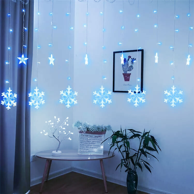Dekoratīvās LED gaismas - sniegpārsliņu un zvaigžņu gaismas/ 138LED цена и информация | Ziemassvētku lampiņas, LED virtenes | 220.lv