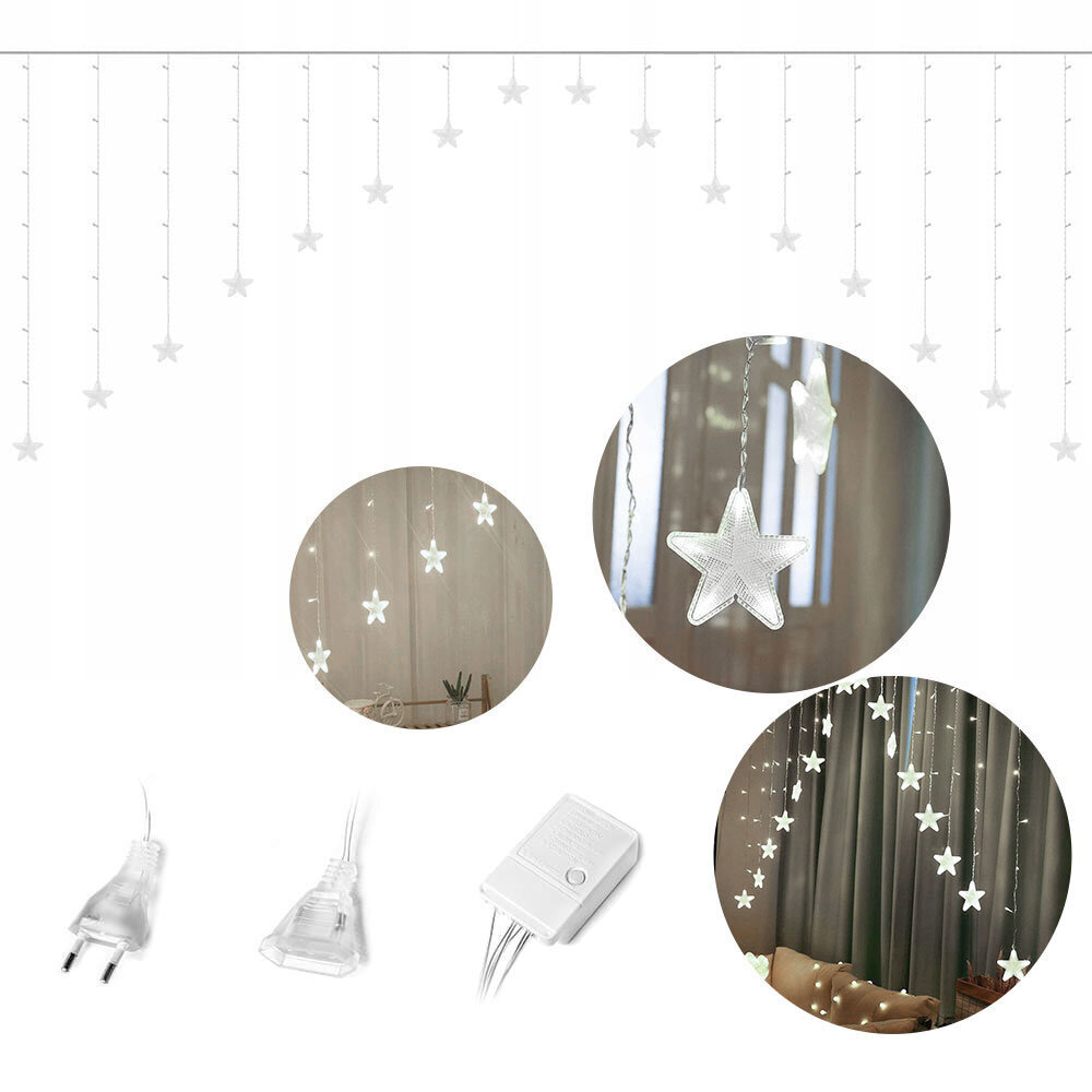 Dekoratīvās LED gaismas - zvaigznes 4m / 136 LED cena un informācija | Ziemassvētku lampiņas, LED virtenes | 220.lv