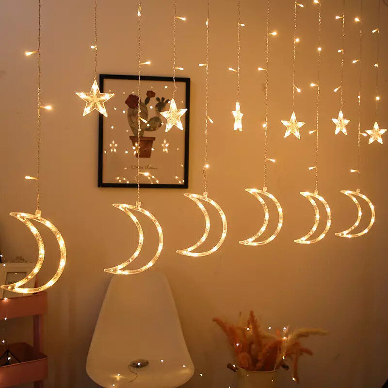 Dekoratīvās LED gaismas - zvaigznes un pavadoņi, 96LED цена и информация | Ziemassvētku lampiņas, LED virtenes | 220.lv
