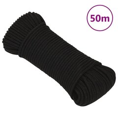 vidaXL darba virve, melna, 5 mm, 50 m, poliesters цена и информация | Ветки | 220.lv