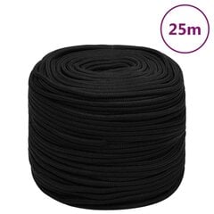 vidaXL darba virve, melna, 6 mm, 25 m, poliesters цена и информация | Ветки | 220.lv