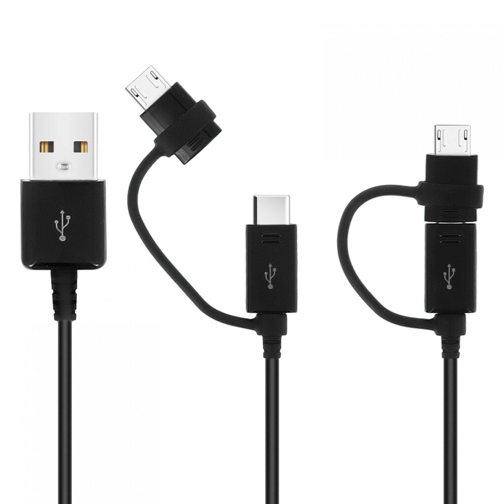 EP-DG950DBE Samsung Combo microUSB Data Cable with USB-C Reduction 1.4m Black (Bulk) cena un informācija | Kabeļi un vadi | 220.lv