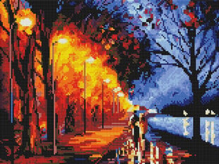 Dimantu mozaīkas komplekts "Rudens iela- ar rāmi 30x40 cm" cena un informācija | Dimantu mozaīkas | 220.lv