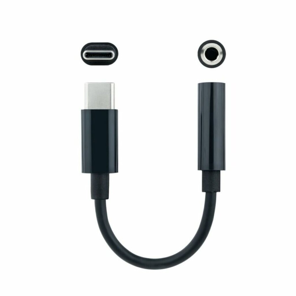 USB C uz Jack 3.5 mm Adapteris NANOCABLE 10.24.1205 Melns cena un informācija | Adapteri un USB centrmezgli | 220.lv