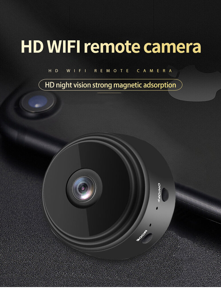 Mini bezvadu novērošanas kamera WIFI Full HD A9 cena un informācija | Novērošanas kameras | 220.lv