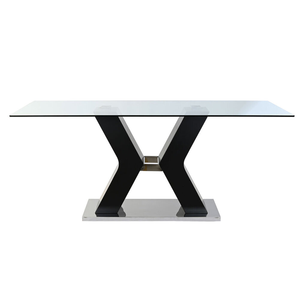 Pusdienu galds DKD Home Decor Melns Rūdīts stikls Koks MDF (180 x 90 x 76 cm) цена и информация | Virtuves galdi, ēdamgaldi | 220.lv