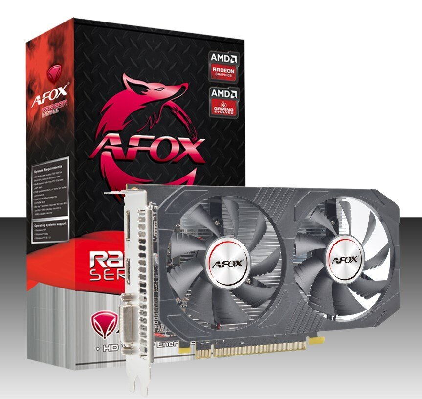 AFOX Radeon RX 560 4GB GDDR5 DVI HDMI DP DUAL FAN (AFRX560-4096D5H4-V2) cena un informācija | Videokartes (GPU) | 220.lv