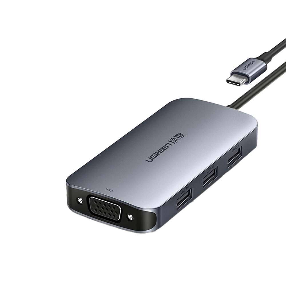 Adapteris UGREEN 50210 4in1 Type-C Uz 3USB3.0 VGA par HUAWEI Mate40/P50 Samsung S20 cena un informācija | Adapteri un USB centrmezgli | 220.lv