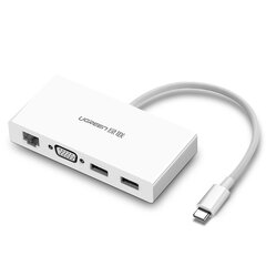 Адаптер Ugreen 40378 MM135 4in1 Type-C До 2USB3.0 VGA 100mbps для HUAWEI Mate40/P50 Samsung S20 цена и информация | Адаптеры и USB разветвители | 220.lv