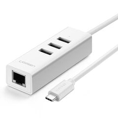 Adapteris UGREEN 20792 4in1 Type-C Uz 3USB3.0 100Mbps par HUAWEI Mate40/P50 Samsung S20 цена и информация | Адаптеры и USB разветвители | 220.lv