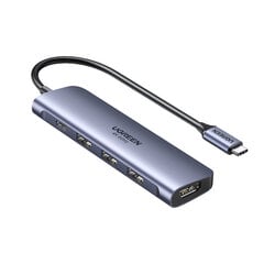 Адаптер Ugreen 70495 CM136 5in1 USB-C До HDMI 4USB3.0 PD100W для HUAWEI Mate40/P50 Samsung S20 цена и информация | Адаптеры и USB разветвители | 220.lv