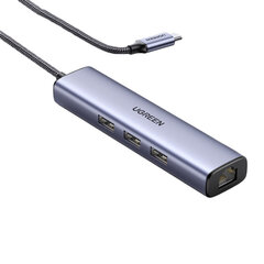 Адаптер Ugreen 20920 CM475 4in1 Type-C До 3USB3.0 1000mbps для HUAWEI Mate40/P50 Samsung S20 цена и информация | Адаптеры и USB разветвители | 220.lv