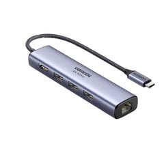 Adapteris UGREEN 20934 CM475 5in1 Type-C Uz HDMI 3USB3.0 4K 1000mbps par HUAWEI Mate40/P50 Samsung S20 цена и информация | Адаптеры и USB разветвители | 220.lv