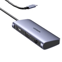 Адаптер Ugreen 60557 CM256 7in1 Type-C До HDMI 3USB3.0 VGA PD100W HUB 1000mbps для HUAWEI Mate40/P50 Samsung S20 цена и информация | Адаптеры и USB разветвители | 220.lv