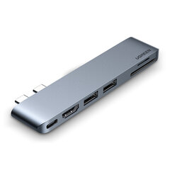 Adapteris UGREEN 80856 CM380 6in1 Type-C Uz Thunderbolt3 HDMI 2USB3.0 SD/TF PD100W par MacBookPro/Air цена и информация | Адаптеры и USB разветвители | 220.lv