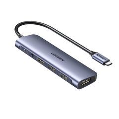 Адаптер Ugreen 80132 CM136 6in1 Type-C До PD100W AUX 3.5mm HDMI 3USB3.0 для HUAWEI Mate40/P50 Samsung S20 цена и информация | Адаптеры и USB разветвители | 220.lv