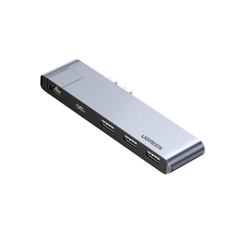 Adapteris UGREEN 60565 CM218 5in1 Type-C Uz Thunderbolt3 3USB3.0 1000mbps par MacBookPro/Air цена и информация | Adapteri un USB centrmezgli | 220.lv