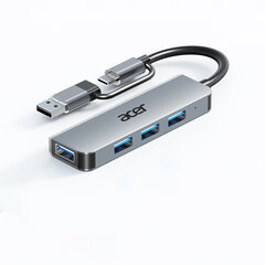 Адаптер Acer HY21-14U2B-1  USB/Type-C До HUB 4USB3.0 Алюминиевый сплав цена и информация | Адаптеры и USB разветвители | 220.lv