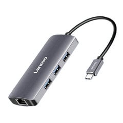 Adapteris Lenovo F1-C03 4in1 Type-C Uz 3USB3.0 RJ45 1000mbps par HUAWEI Mate40/P50 Samsung S20 цена и информация | Адаптеры и USB разветвители | 220.lv