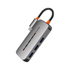 Adapteris ERAZER DC06 6in1 Type-C Uz HDMI VGA 3USB3.0 PD par HUAWEI Mate40/P50 Samsung S20 cena un informācija | Adapteri un USB centrmezgli | 220.lv