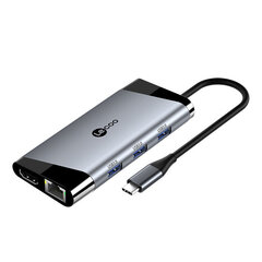 Adapteris Lecoo LKC1323 8in1 Type-C Uz 3USB3.0 PD100W 1000mbps HDMI SD/TF par HUAWEI Mate40/P50 Samsung S20 cena un informācija | Adapteri un USB centrmezgli | 220.lv