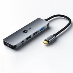 Adapteris Lecoo LKC1360 5in1 Type-C HUB USB3.0 2USB2.0 PD HDMI par HUAWEI Mate40/P50 Samsung S20 цена и информация | Адаптеры и USB разветвители | 220.lv