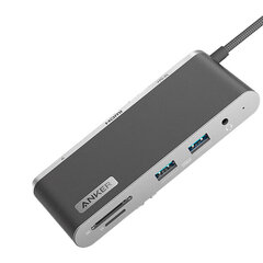 Адаптер Anker A8382 8in1 Type-C До PD100W HDMI 1000mbps SD/TF USB-A3.2 AUX 3.5mm для HUAWEI Mate40/P50 Samsung S20 цена и информация | Адаптеры и USB разветвители | 220.lv