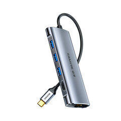 Adapteris SAMZHE TH-04 6in1 Type-C Uz HDMI 3USB3.0 PD100W 1000mbps par HUAWEI Mate40/P50 Samsung S20 cena un informācija | Adapteri un USB centrmezgli | 220.lv