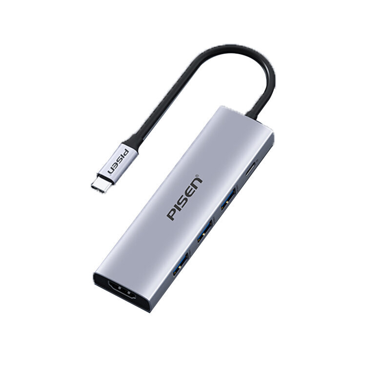 Adapteris PISEN PGM-HB01 5in1 Type-C Uz HDMI 3USB3.0 PD100W par HUAWEI Mate40/P50 Samsung S20 cena un informācija | Adapteri un USB centrmezgli | 220.lv