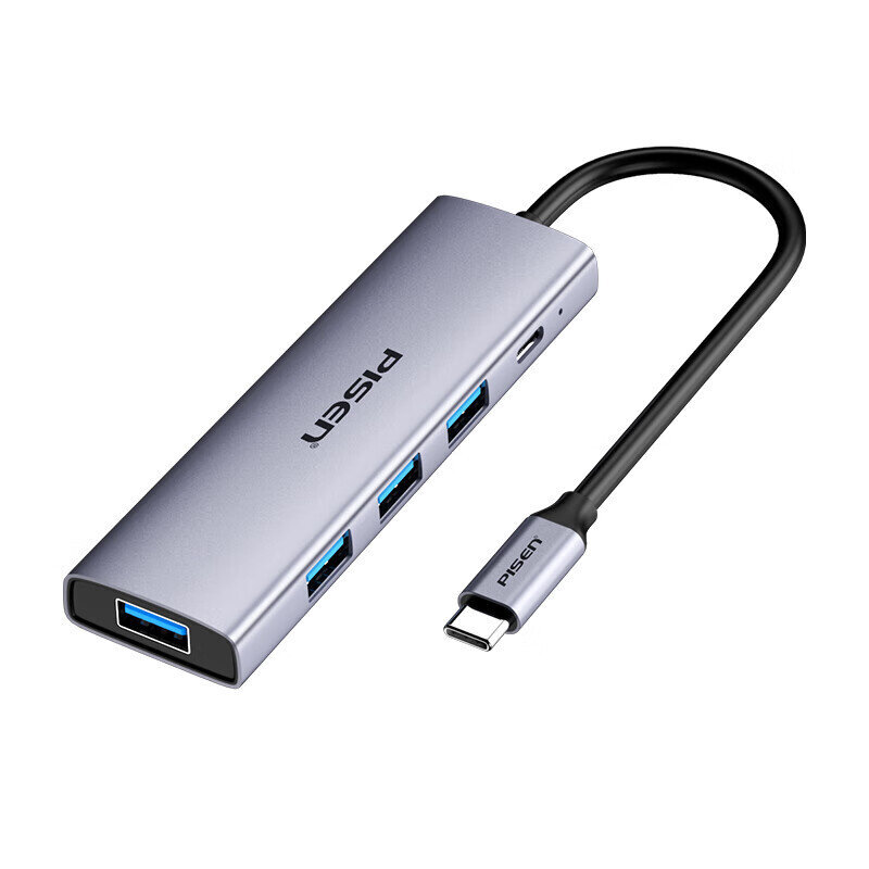 Adapteris PISEN PGM-HB08 5in1 Type-C Uz 4USB3.0 LED 5V IN par HUAWEI Mate40/P50 Samsung S20 cena un informācija | Adapteri un USB centrmezgli | 220.lv