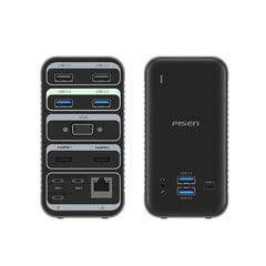 Adapteris PISEN NJ-TC24 15in1 Type-C Uz 2HDMI VGA 4USB3.0 2USB2.0 USB-C PD RJ45 1000mbps AUX 3.5mm par HUAWEI Mate40/P50 Samsung S20 цена и информация | Адаптеры и USB разветвители | 220.lv