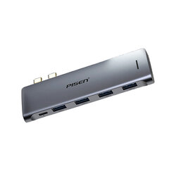 Адаптер Pisen NJ-TC21 5in1 Type-C До Thunderbolt3 4USB3.0 для MacBookPro/Air цена и информация | Адаптеры и USB разветвители | 220.lv