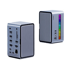 Адаптер Портативный жесткий диск Hagibis U100 Pro Type-C До 2HDMI M.2 RGB SD/TF USB-C USB3.1 USB3.0 USB2.0 AUX 3.5mm PD 1000mbps для HUAWEI Mate40/P50 Samsung S20 цена и информация | Адаптеры и USB разветвители | 220.lv