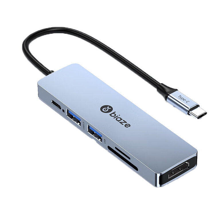 Adapteris BIAZE HUB6 6in1 Type-C Uz USB3.0 USB2.0 PD60W SD/TF HDMI par HUAWEI Mate40/P50 Samsung S20 цена и информация | Adapteri un USB centrmezgli | 220.lv