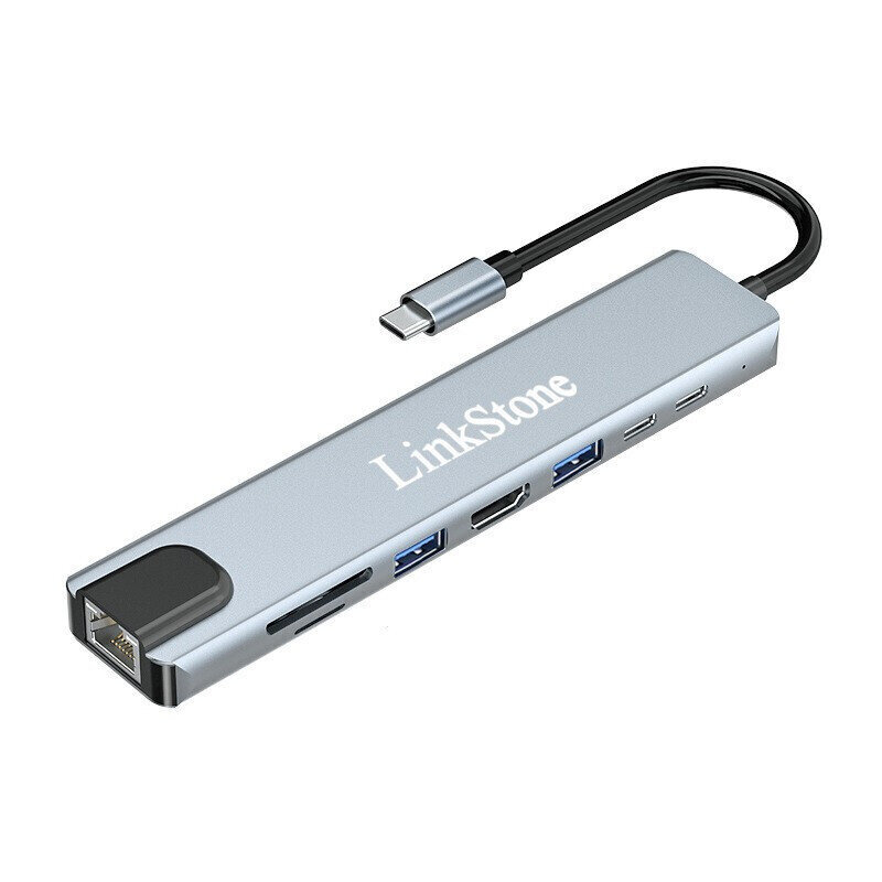 Adapteris LinkStone C330D 8in1 Type-C Uz 100mbps SD/TF USB3.0 USB2.0 HDMI 2Type-C par HUAWEI Mate40/P50 Samsung S20 цена и информация | Adapteri un USB centrmezgli | 220.lv