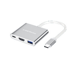 Адаптер LinkStone A030 3in1 Type-C До PD HDMI USB3.0 для HUAWEI Mate40/P50 Samsung S20 цена и информация | Адаптеры и USB разветвители | 220.lv