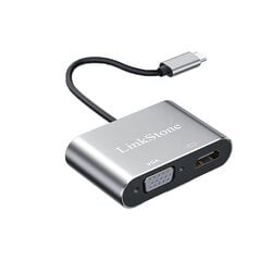 Adapteris LinkStone C318B 4in1 Type-C Uz PD HDMI USB3.0 VGA par HUAWEI Mate40/P50 Samsung S20 cena un informācija | Adapteri un USB centrmezgli | 220.lv